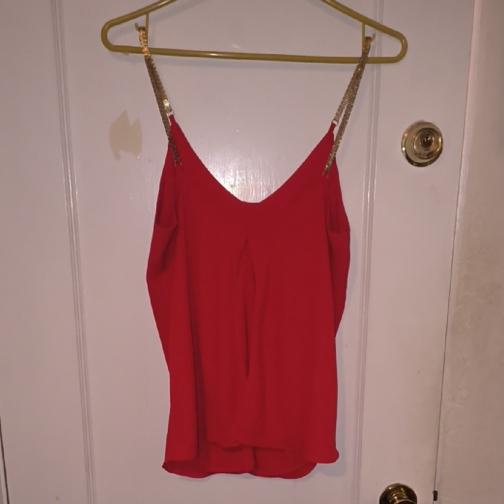 Express | Red Camisole with Gold Straps - Picture 4 of 4